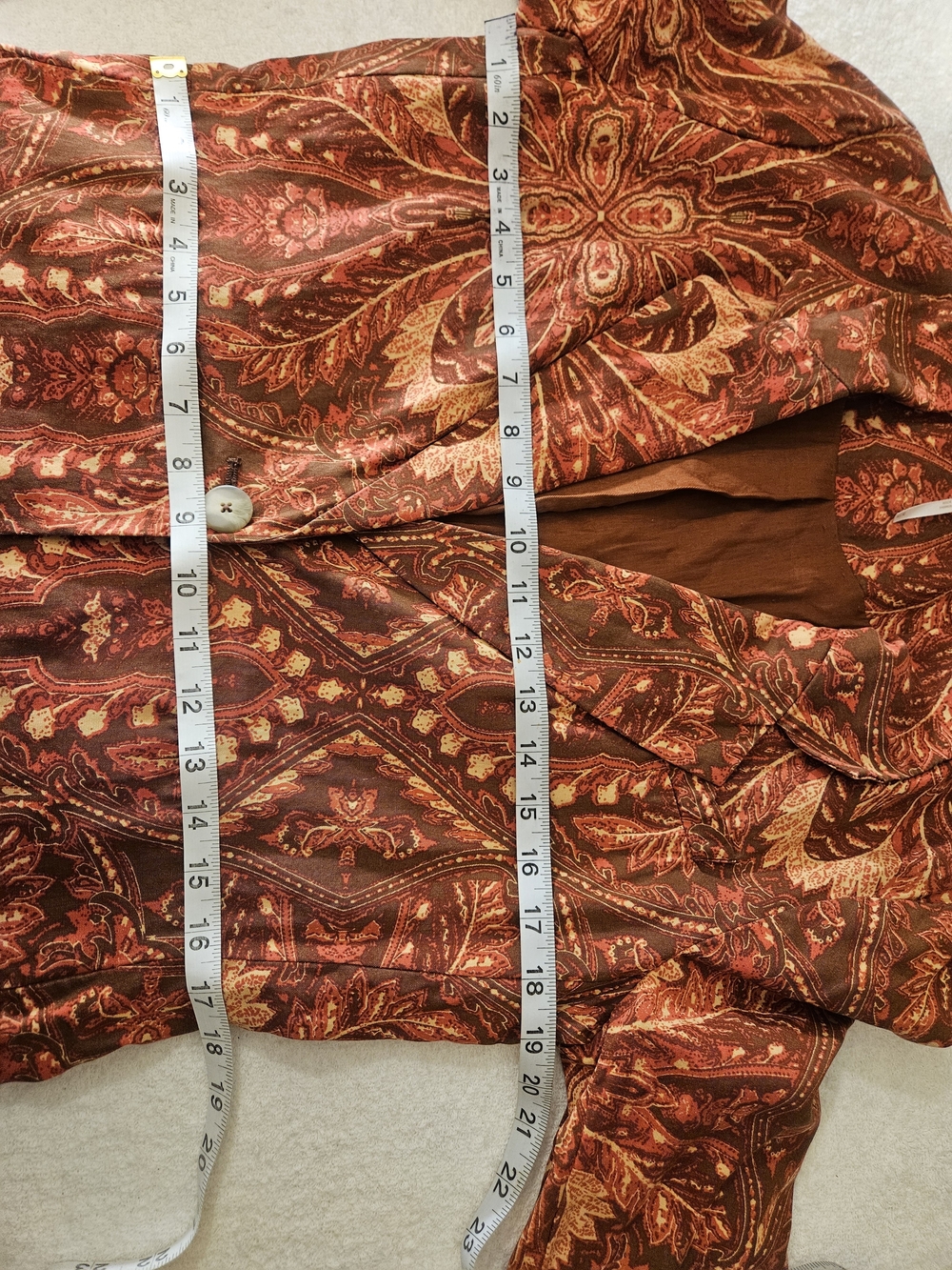Free People Abigail Blazer Jacket Paisley Boho Rust Size Medium - Picture 9 of 11